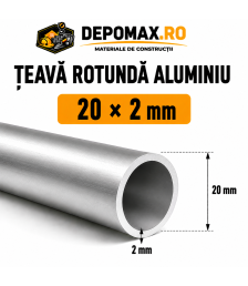Teava rotunda aluminiu 20 x 2 mm, 6 metri (6060)